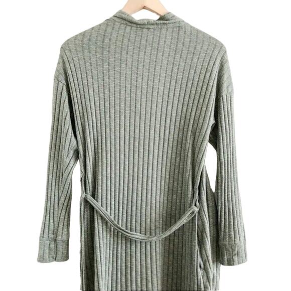 Ribbed Knit Cardigan Sweater Green - Picture 3 of 5